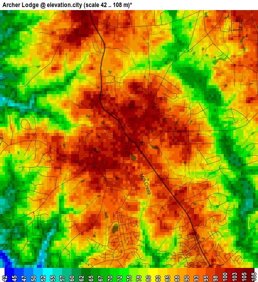 Archer Lodge elevation map