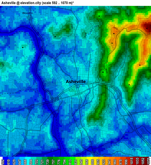 Asheville elevation map