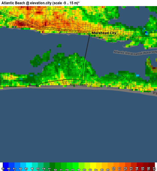 Atlantic Beach elevation map