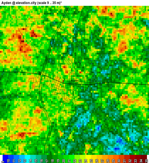 Ayden elevation map