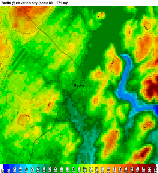 Badin elevation map