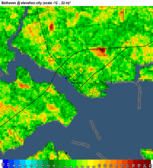 Belhaven elevation map