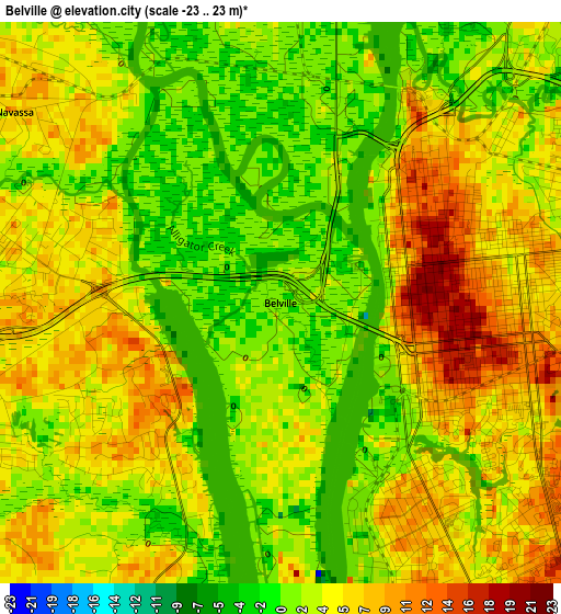 Belville elevation map