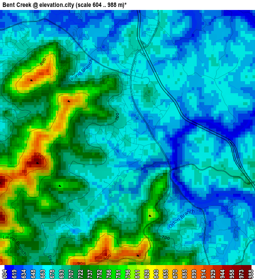 Bent Creek elevation map