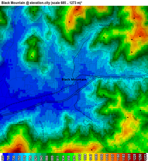 Black Mountain elevation map