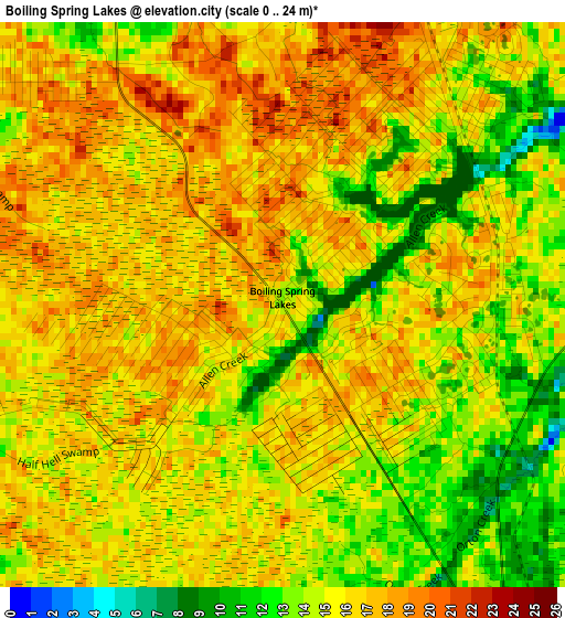 Boiling Spring Lakes elevation map