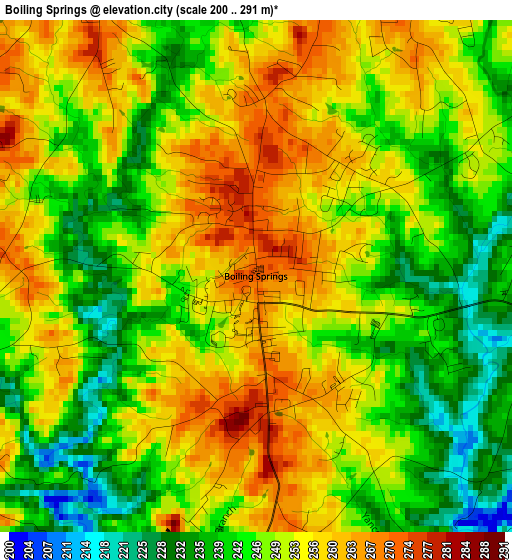 Boiling Springs elevation map