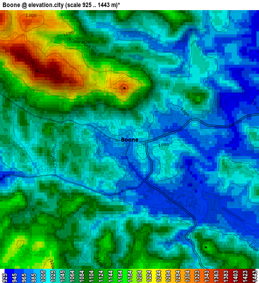 Boone elevation map