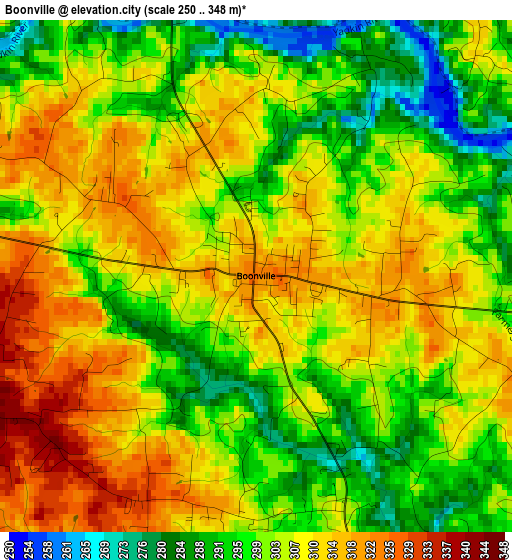 Boonville elevation map