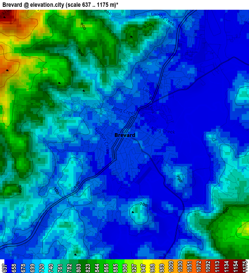 Brevard elevation map