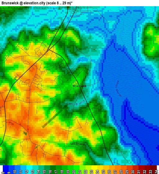 Brunswick elevation map