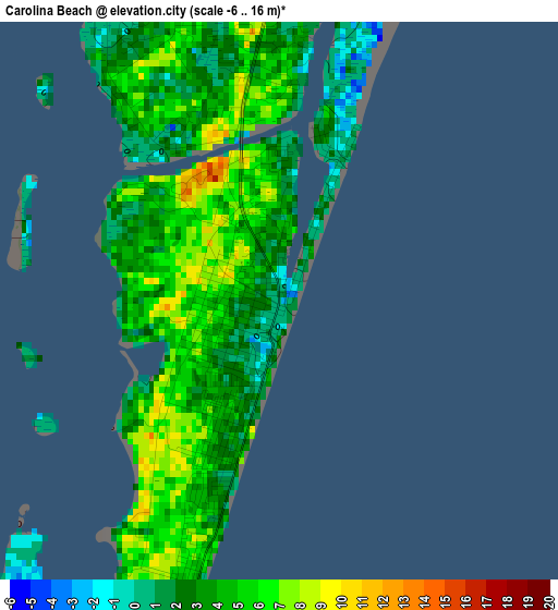 Carolina Beach elevation map