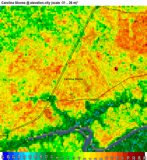 Carolina Shores elevation map