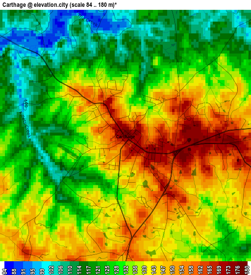 Carthage elevation map