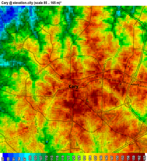 Cary elevation map