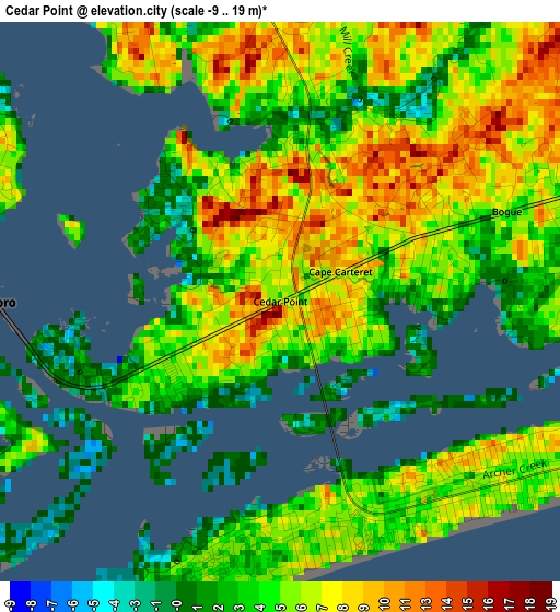 Cedar Point elevation map