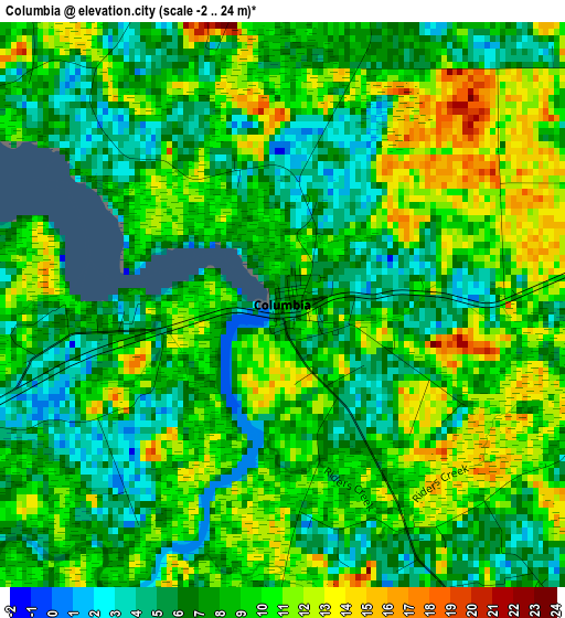 Columbia elevation map