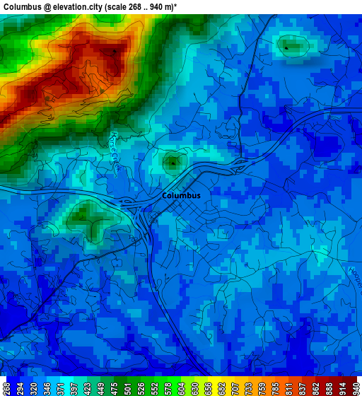 Columbus elevation map