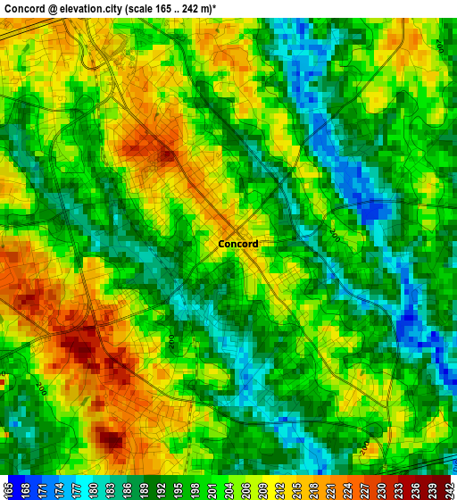 Concord elevation map