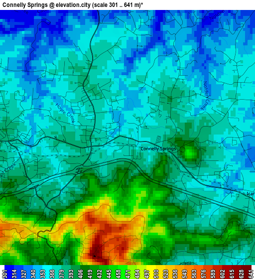 Connelly Springs elevation map