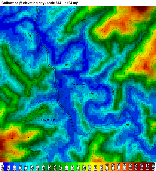 Cullowhee elevation map