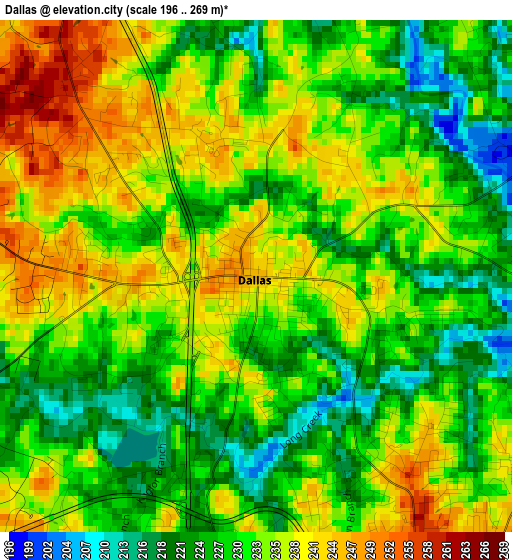 Dallas elevation map