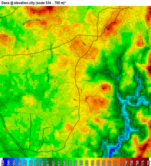 Dana elevation map