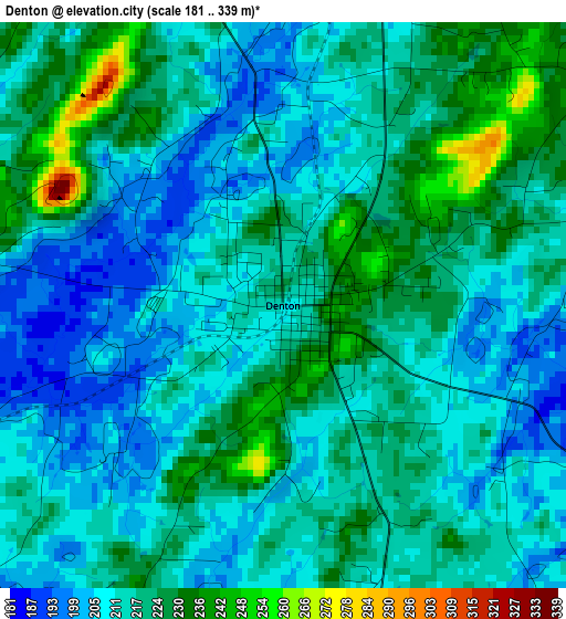 Denton elevation map