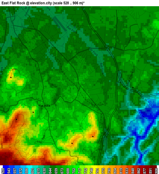 East Flat Rock elevation map