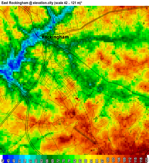 East Rockingham elevation map