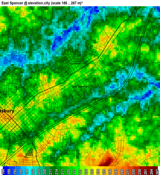 East Spencer elevation map