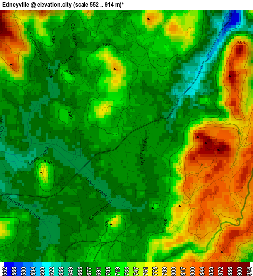 Edneyville elevation map