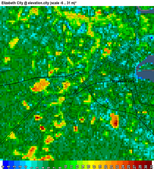 Elizabeth City elevation map