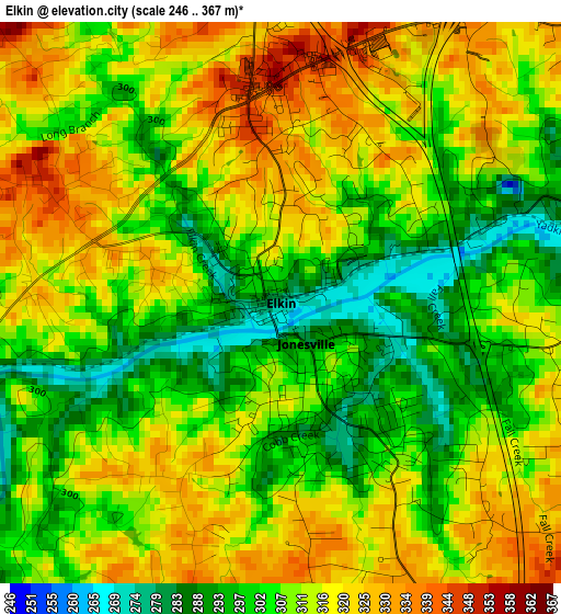 Elkin elevation map