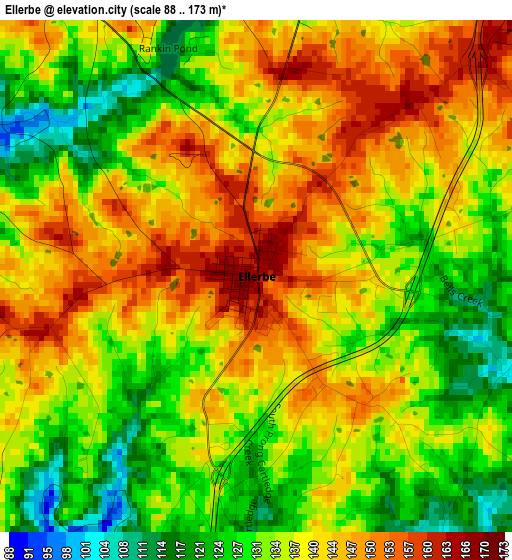 Ellerbe elevation map