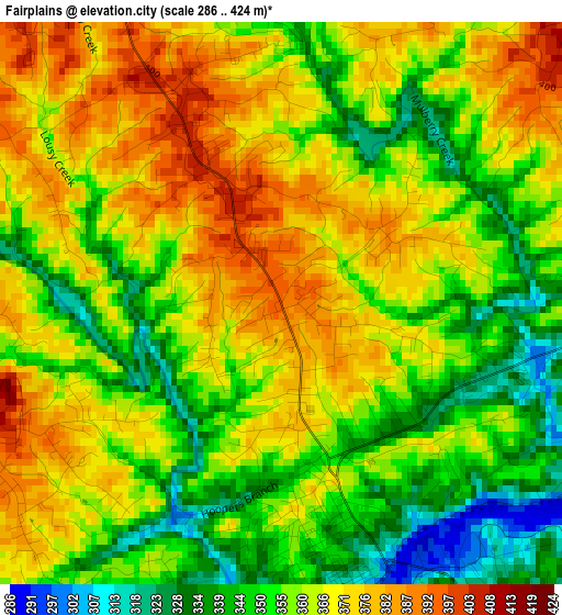 Fairplains elevation map