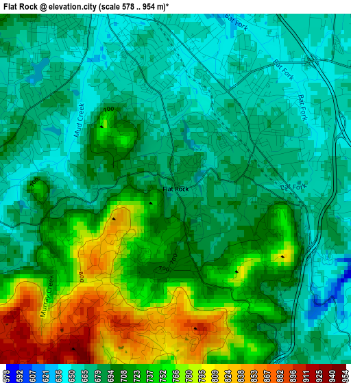 Flat Rock elevation map