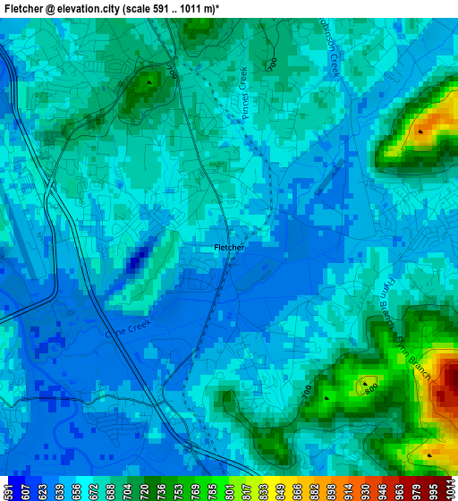 Fletcher elevation map