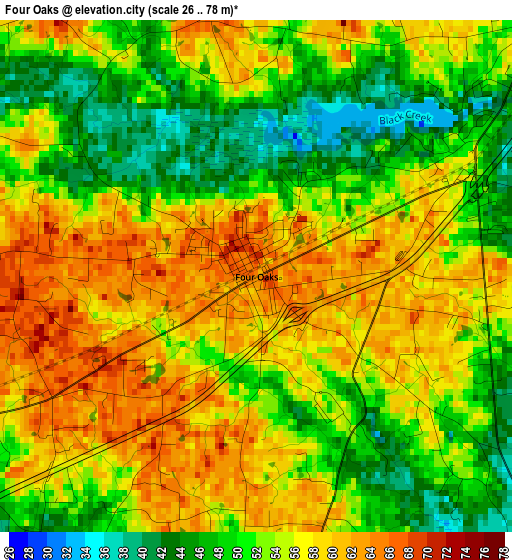 Four Oaks elevation map