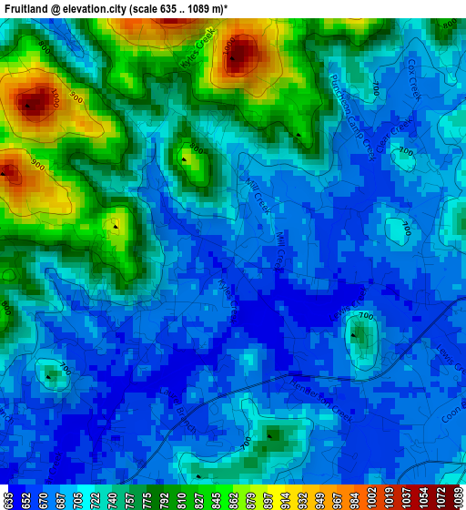 Fruitland elevation map