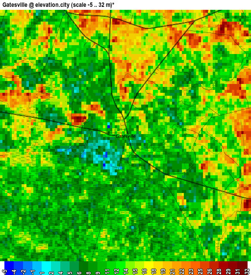 Gatesville elevation map