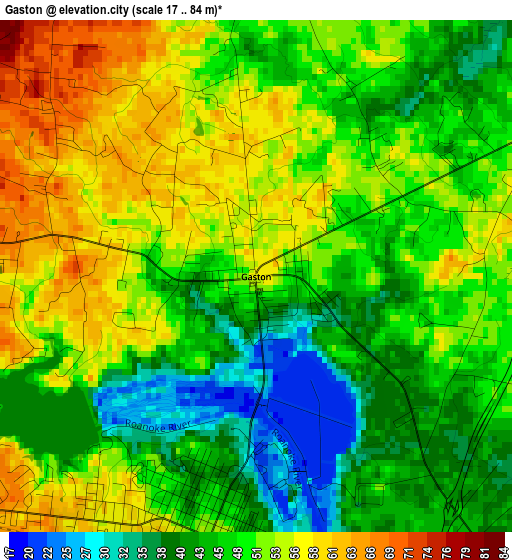 Gaston elevation map