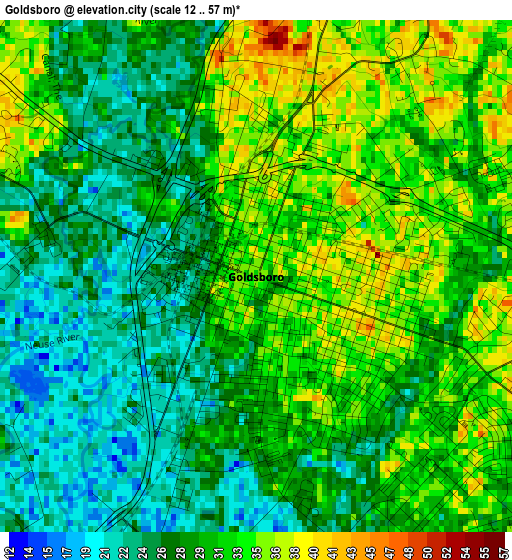 Goldsboro elevation map