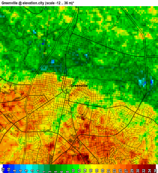 Greenville elevation map