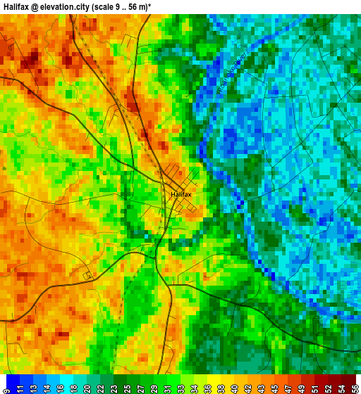 Halifax elevation map