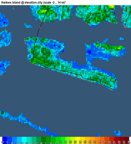 Harkers Island elevation map