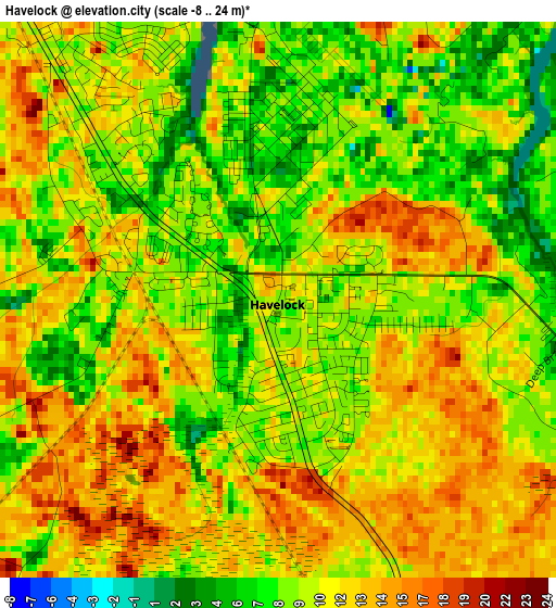 Havelock elevation map