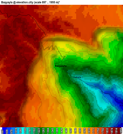 Başyayla elevation map