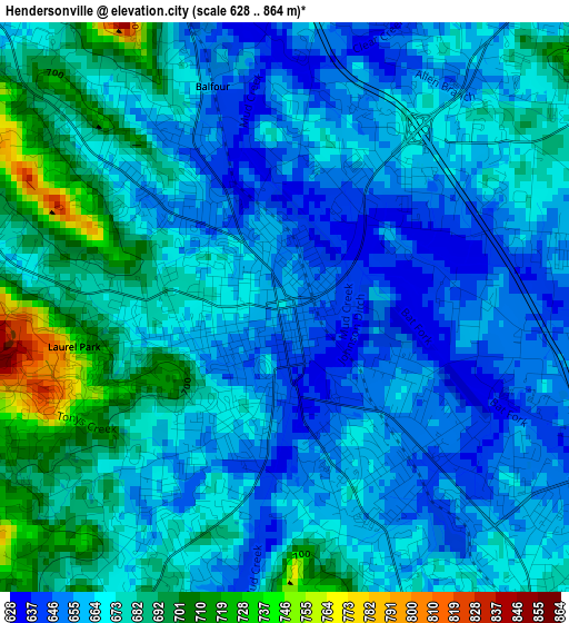 Hendersonville elevation map