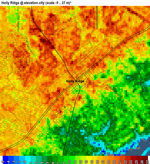 Holly Ridge elevation map